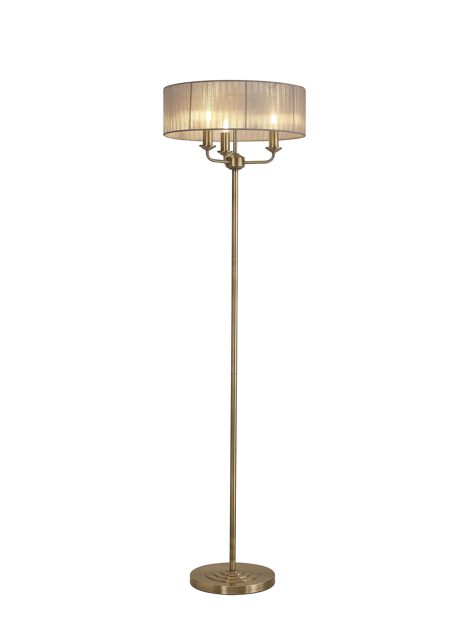 Banyan 45cm 3 Light Floor Lamp Antique Brass, Grey